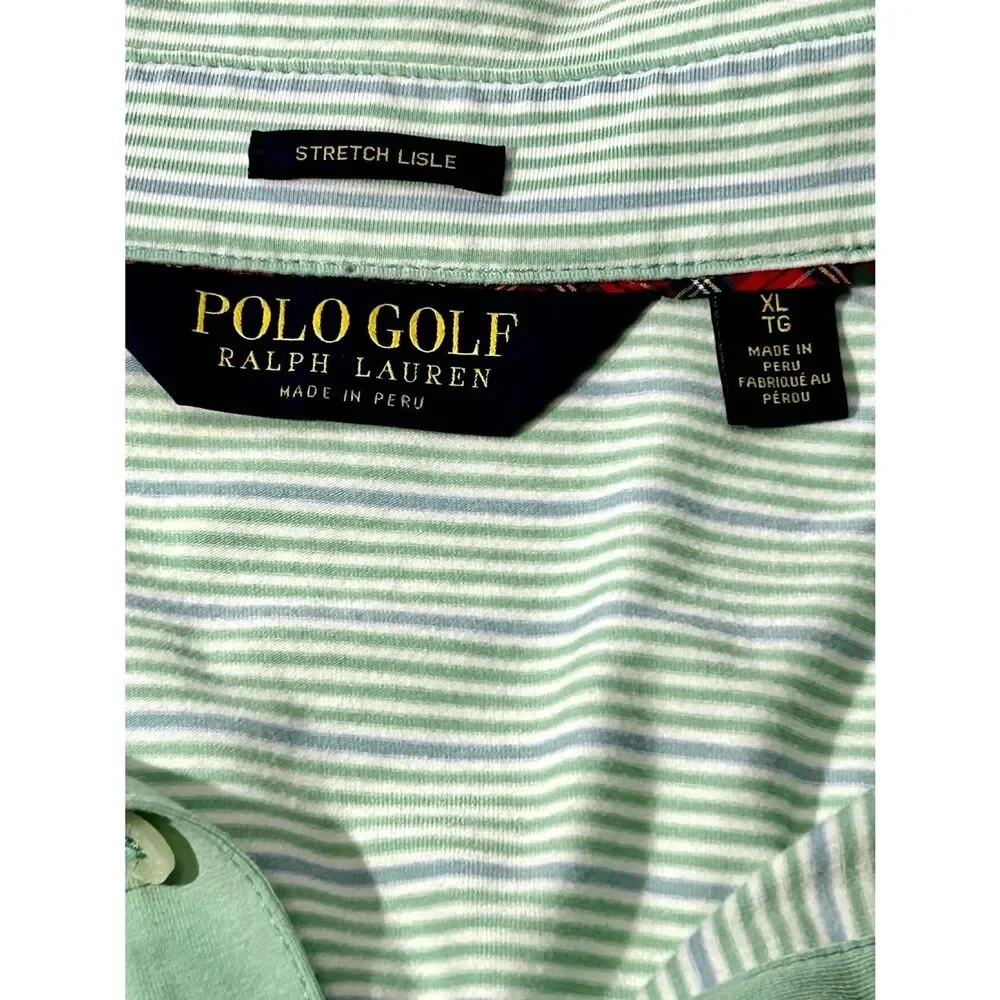 Ralph Lauren POLO GOLF Green /Gray Striped Shirt Size XL Gently Used